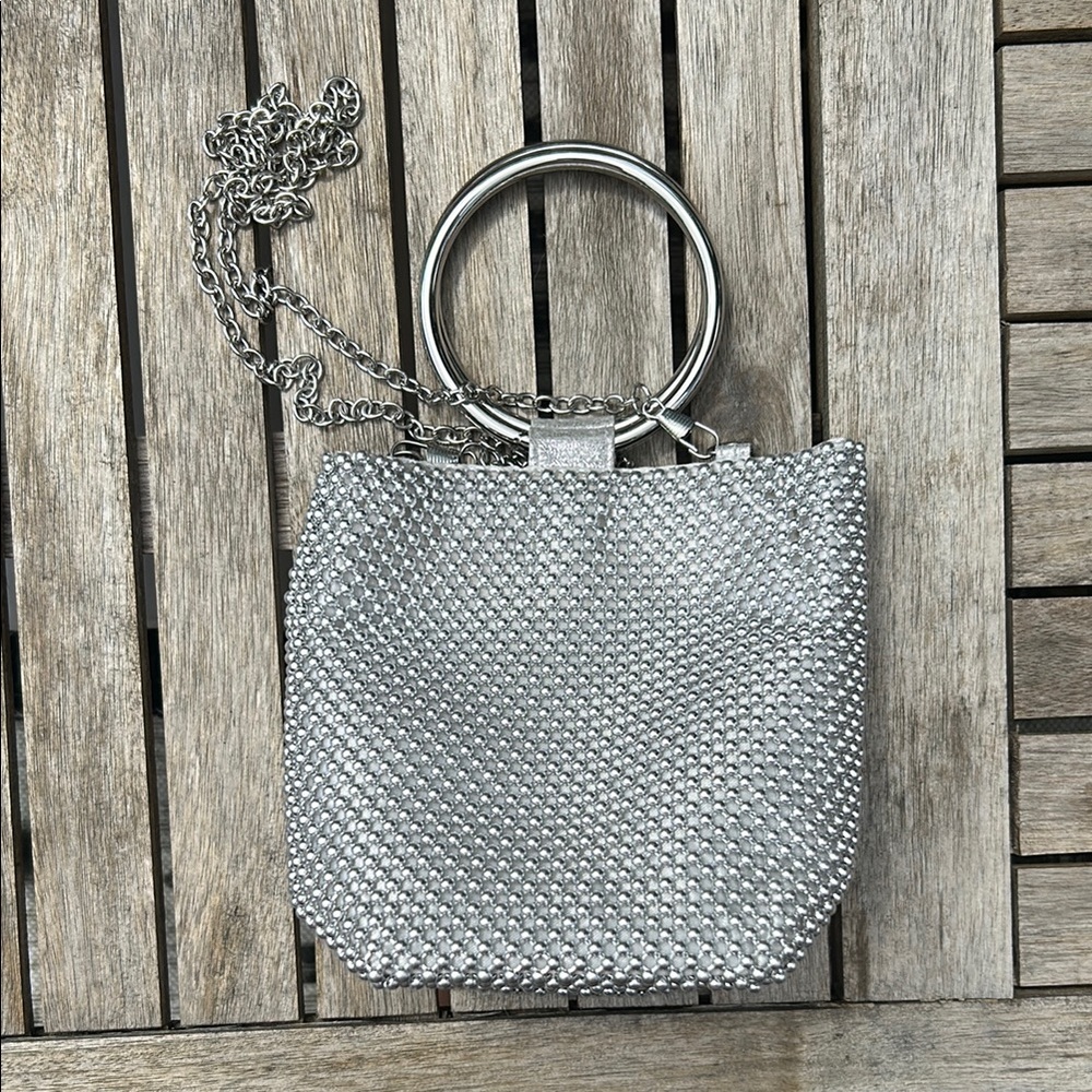Elegant Silver Chain Handle Bag